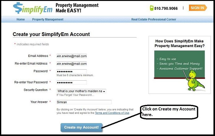 create an account